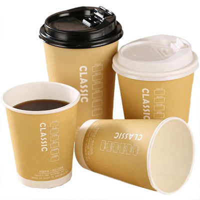 Bicchierini Caffe 8oz/12oz/14oz/16oz/22oz cangkir kertas sekali pakai kraft cangkir kertas dinding ganda untuk minuman panas